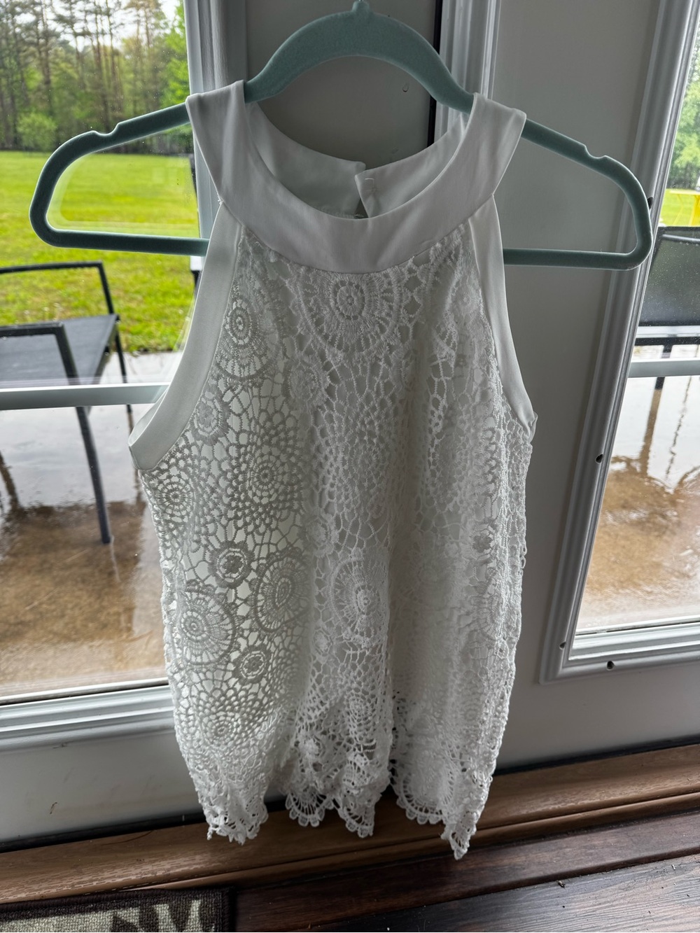 White Crochet Lace Sleeveless Top
